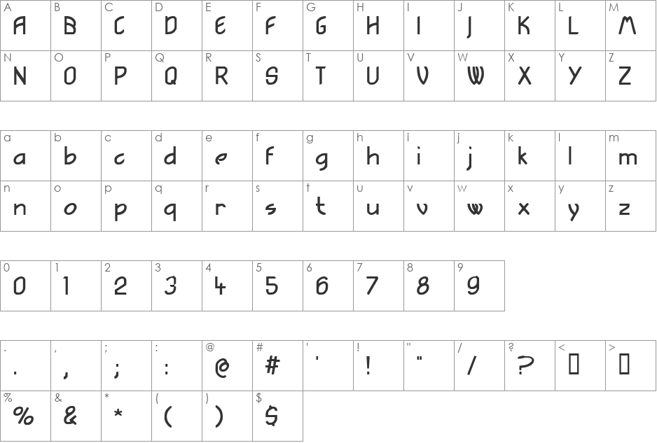 SarahBernhardt font character map preview