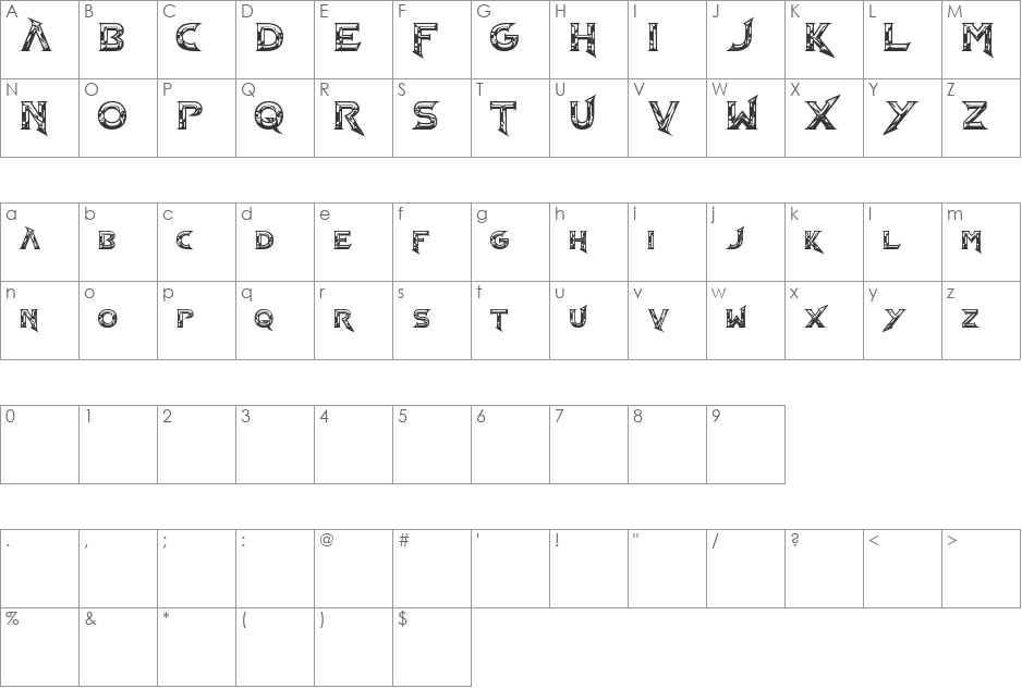 Barbarian NS font character map preview