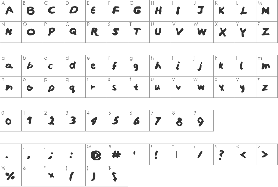 SarcasticaModern font character map preview