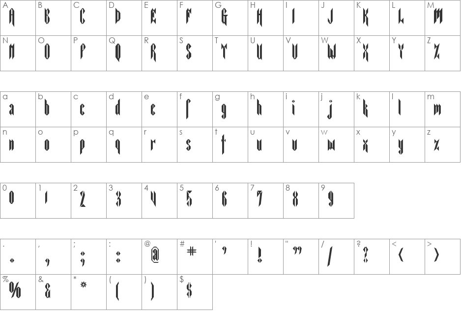 Sarcophagus2 font character map preview