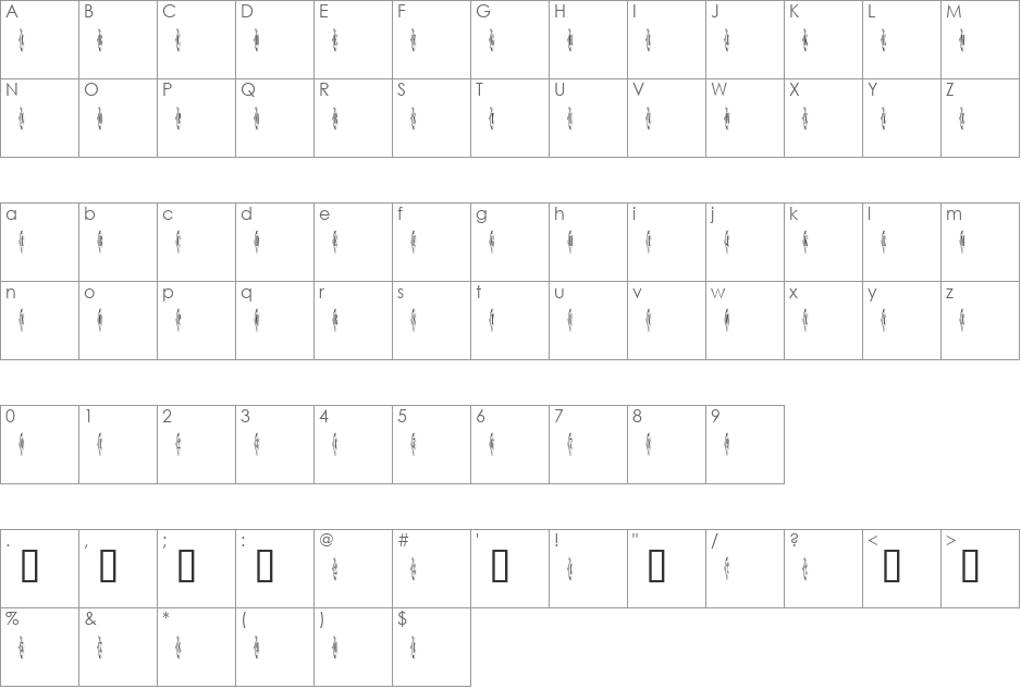 Sardines font character map preview