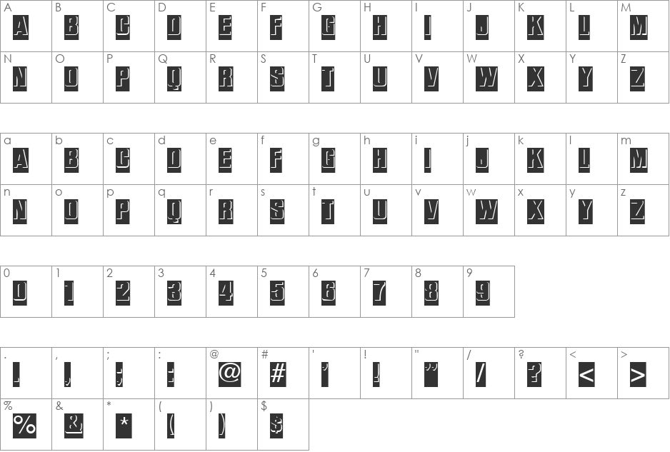 Sarkophag font character map preview