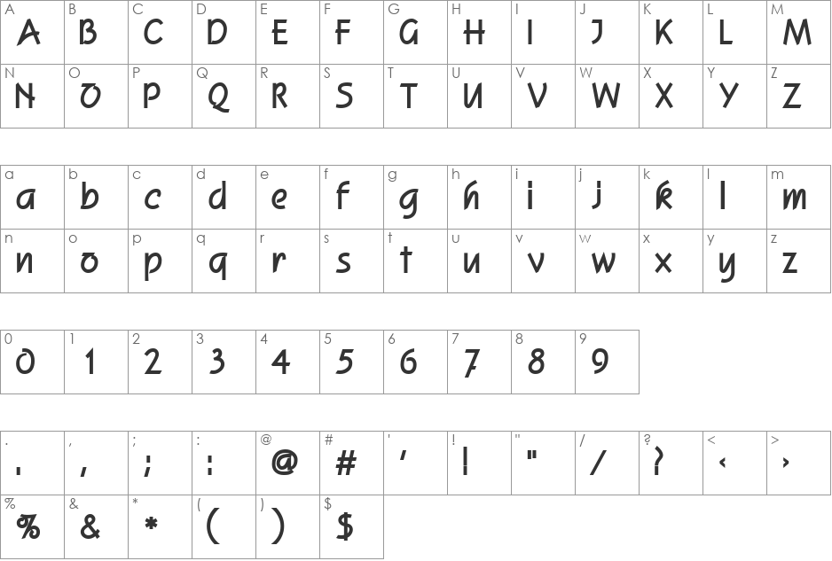 SashaySSK font character map preview