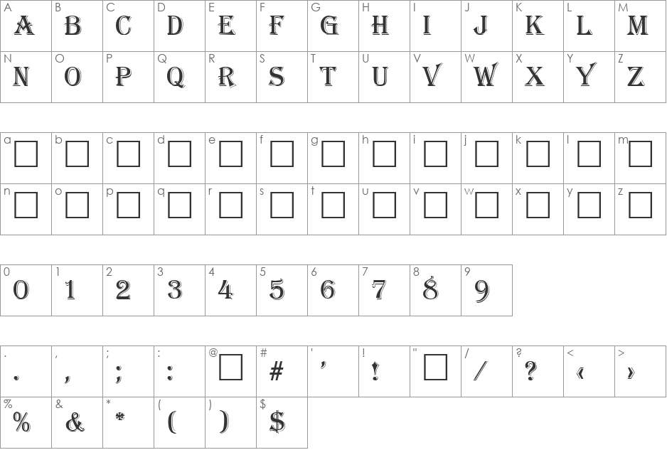 SASKATCHEWAN font character map preview