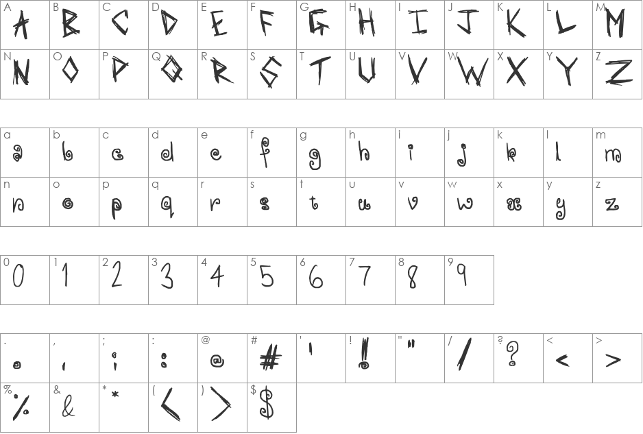 SASUnaru font character map preview