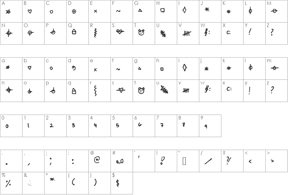 SASymbols101 font character map preview