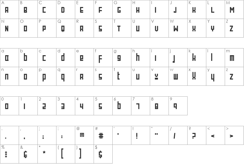 Satellite font character map preview