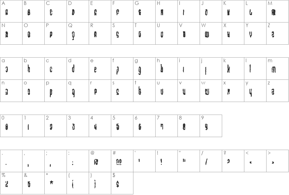 Saturate font character map preview