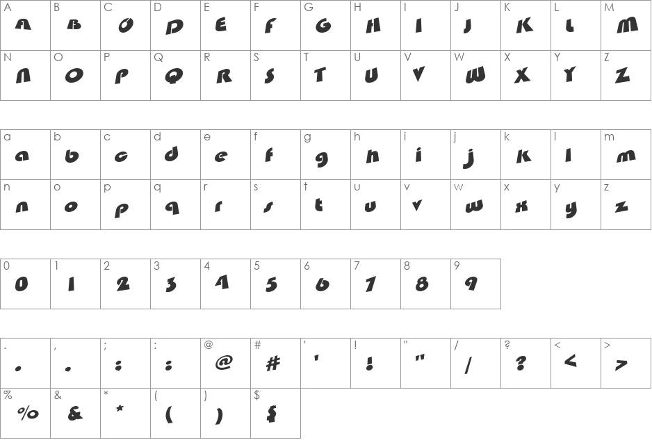 Saturday Morning Television font character map preview