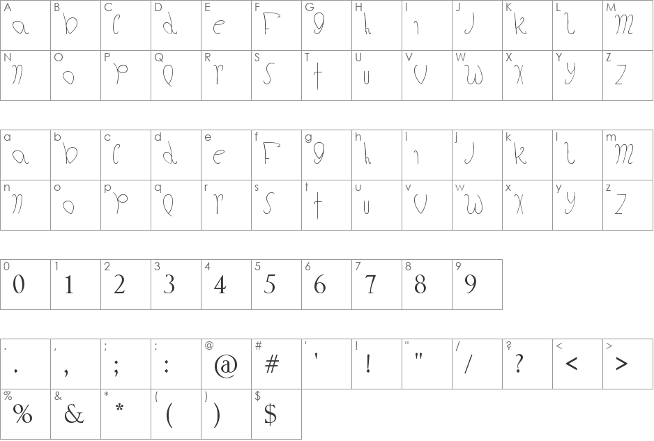 Saturday Night font character map preview