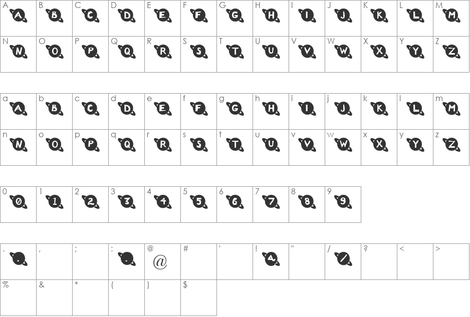 Saturn font character map preview