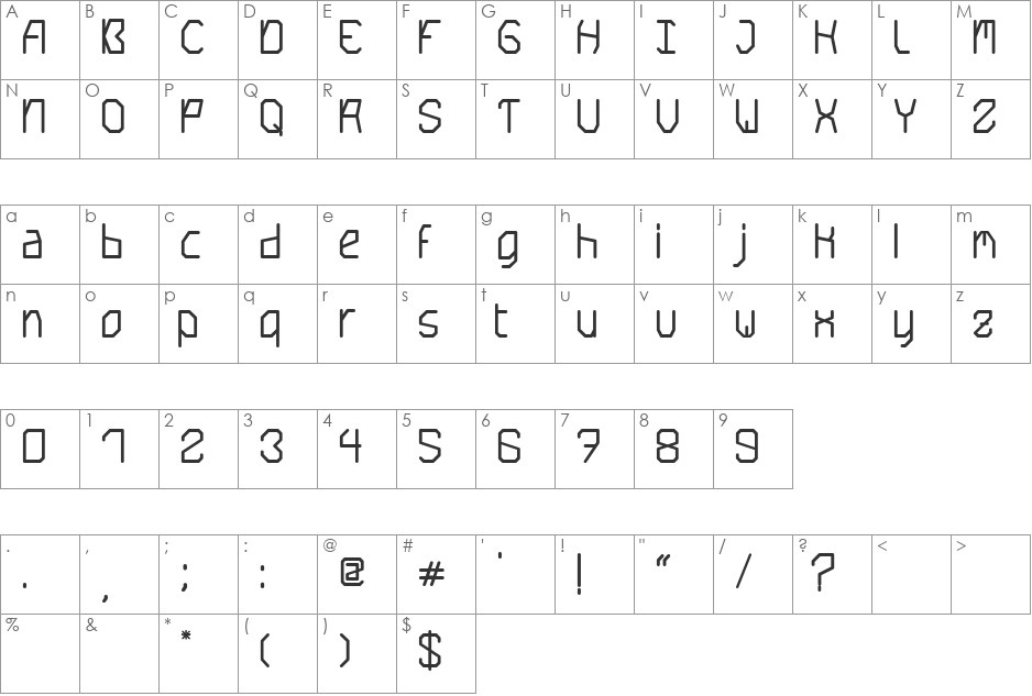 saturn 5 font character map preview