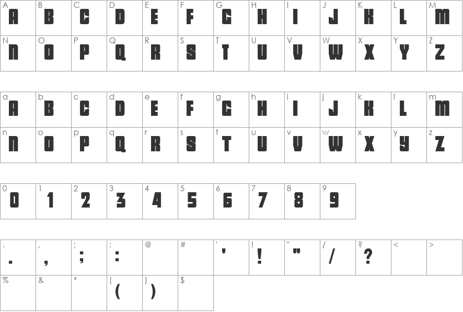 saucerama font character map preview