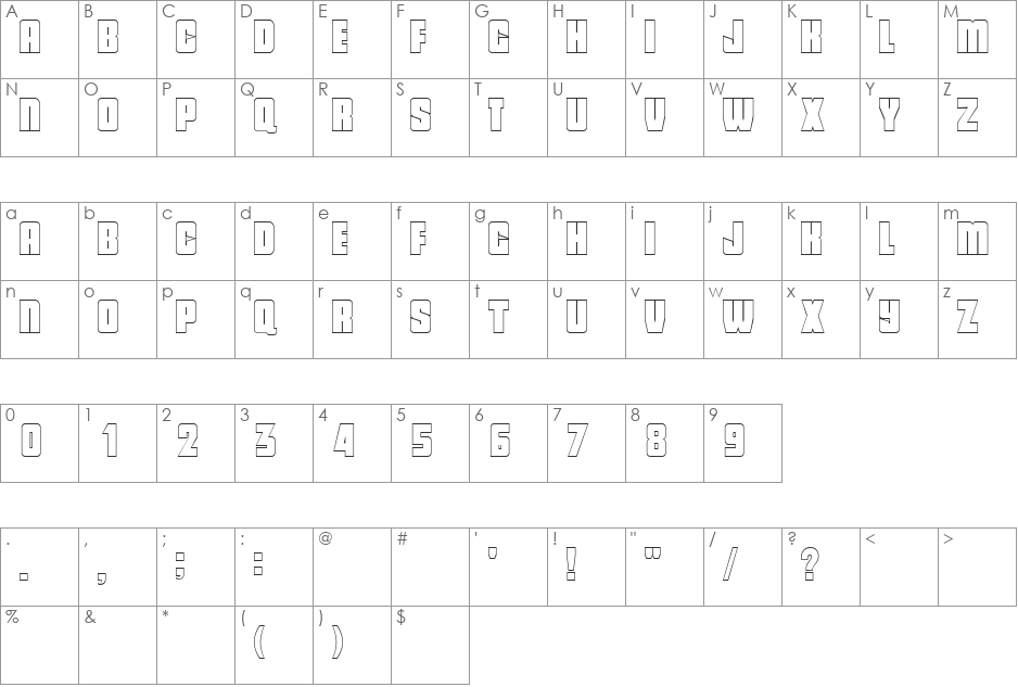 SAUCERAMA2 font character map preview