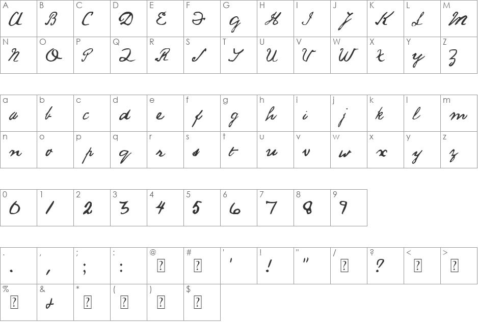 Saucy Jack font character map preview