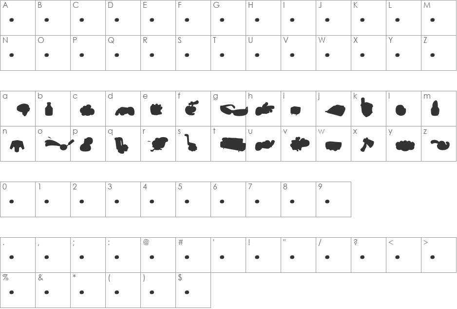 SaunaDingbats-Background font character map preview