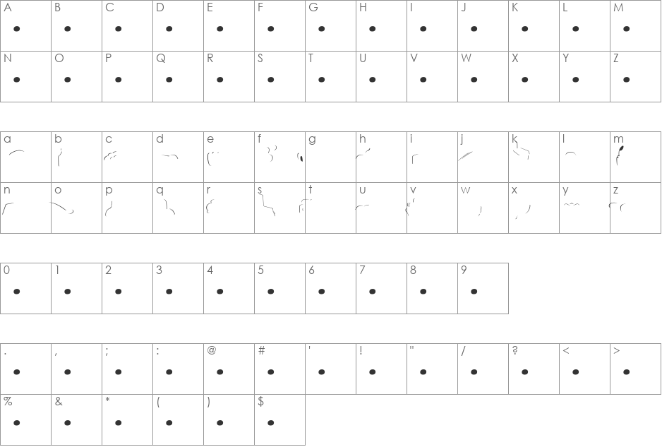 SaunaDingbats-Highlght font character map preview