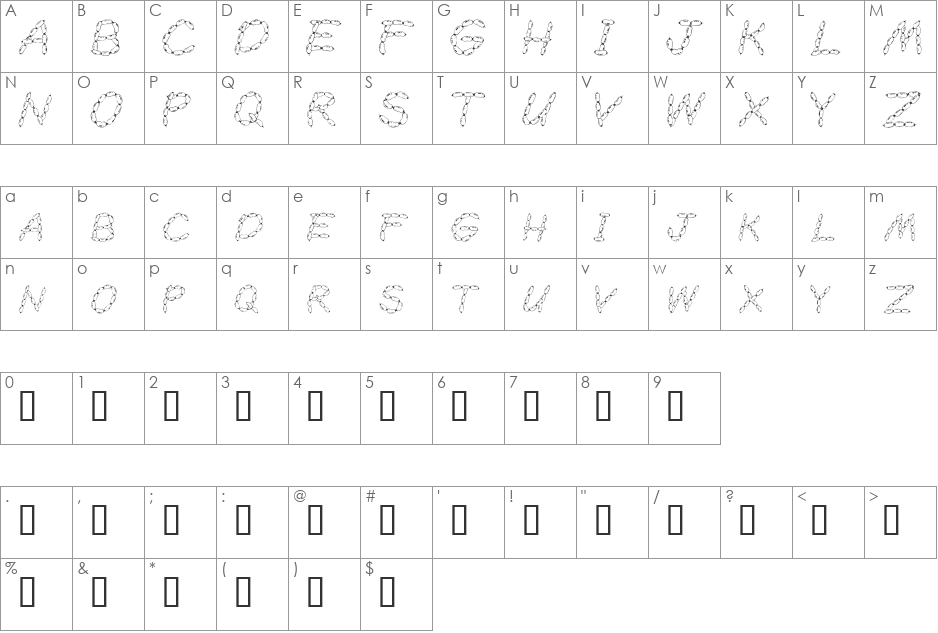 Savage Sausage font character map preview