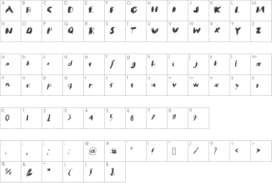 SavagePoet font character map preview