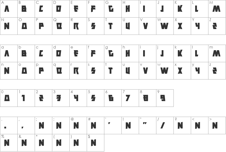 Savantism font character map preview