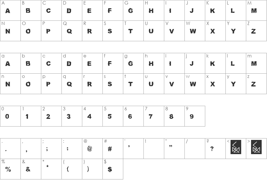 SAVE OUR SOULS saji font character map preview