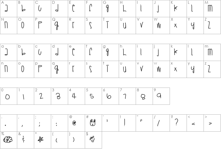 SaveAPrayer font character map preview