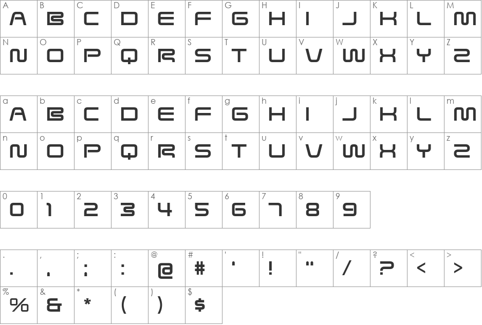 Saved By Zero font character map preview