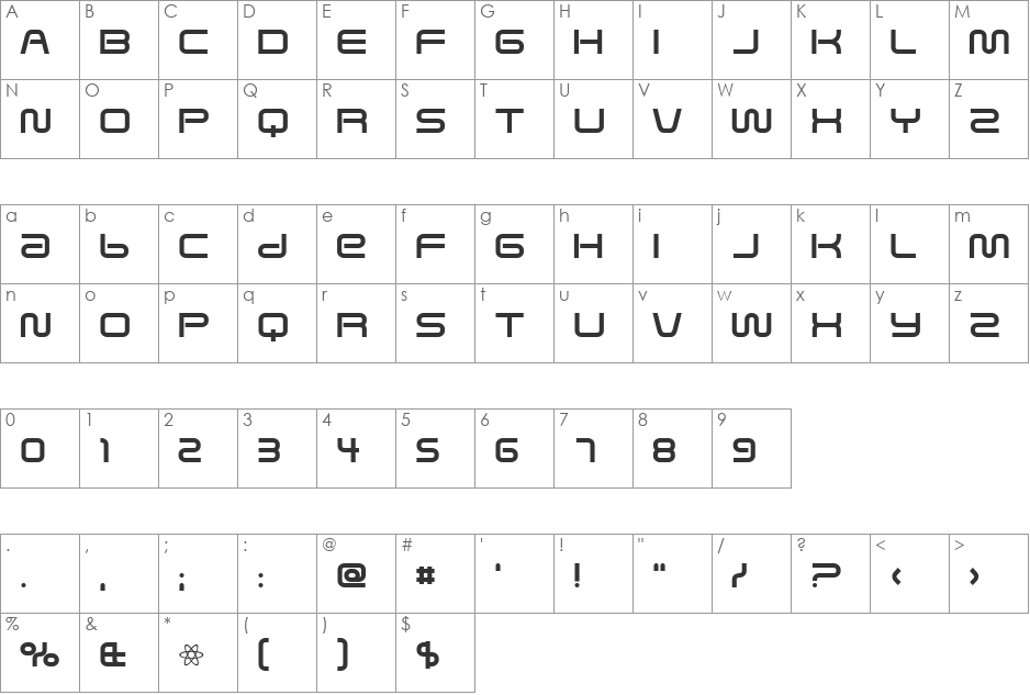 Saved By Zero font character map preview
