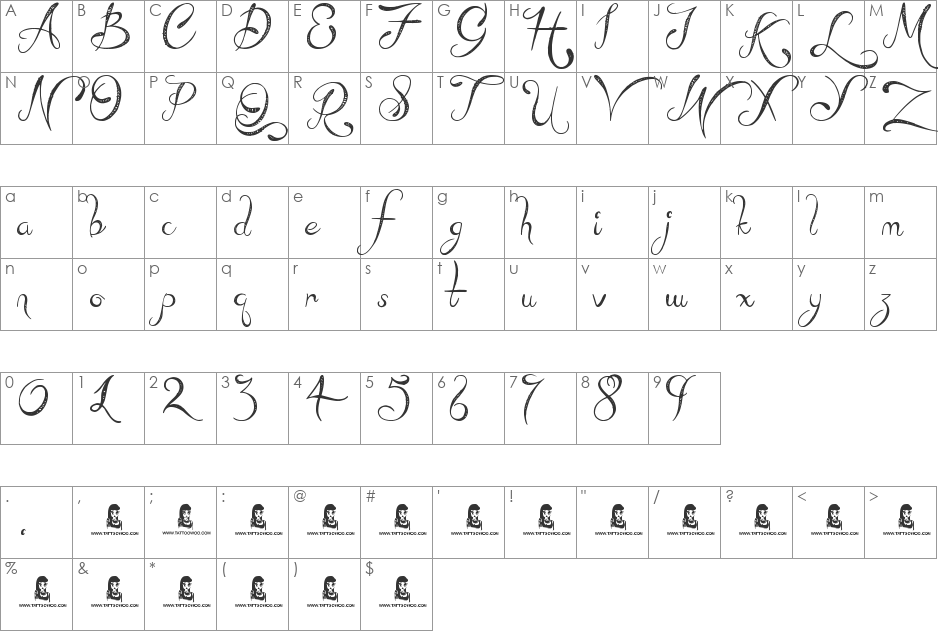 Say a Prayer font character map preview