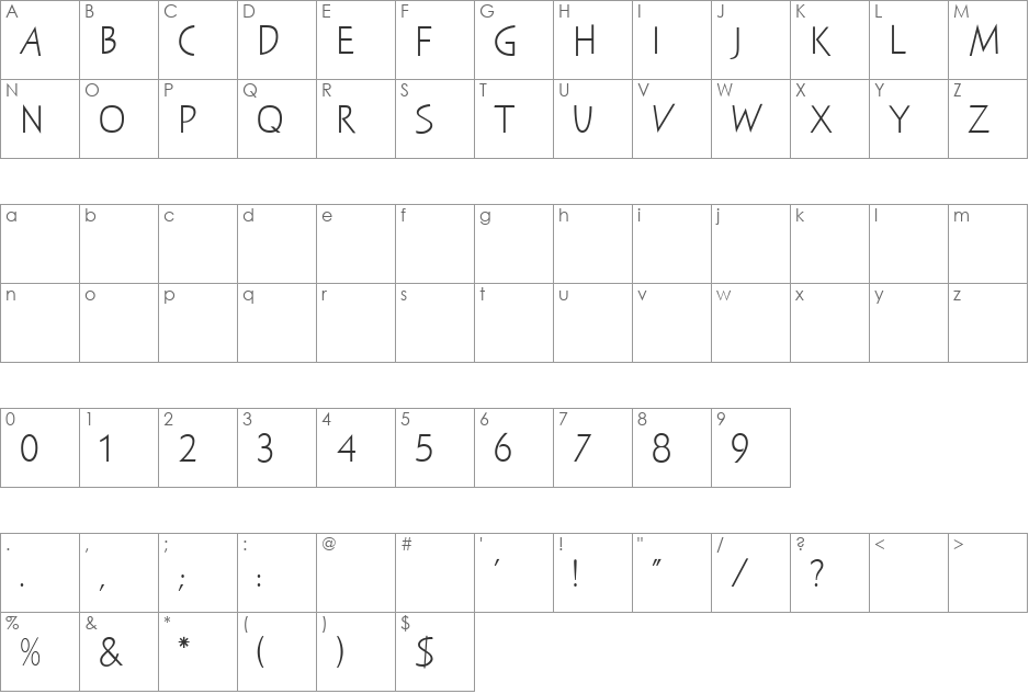 SayerSpiritual MN font character map preview