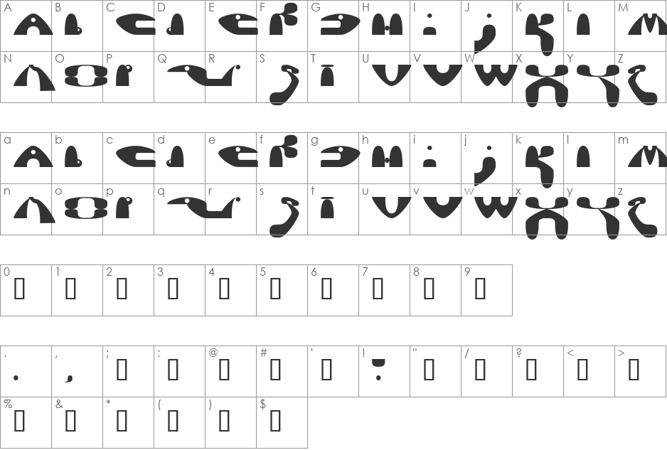 Saz font character map preview