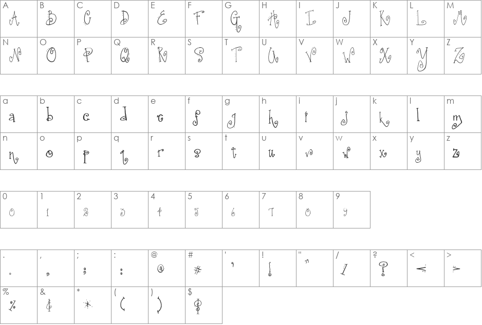SA_Fussy font character map preview