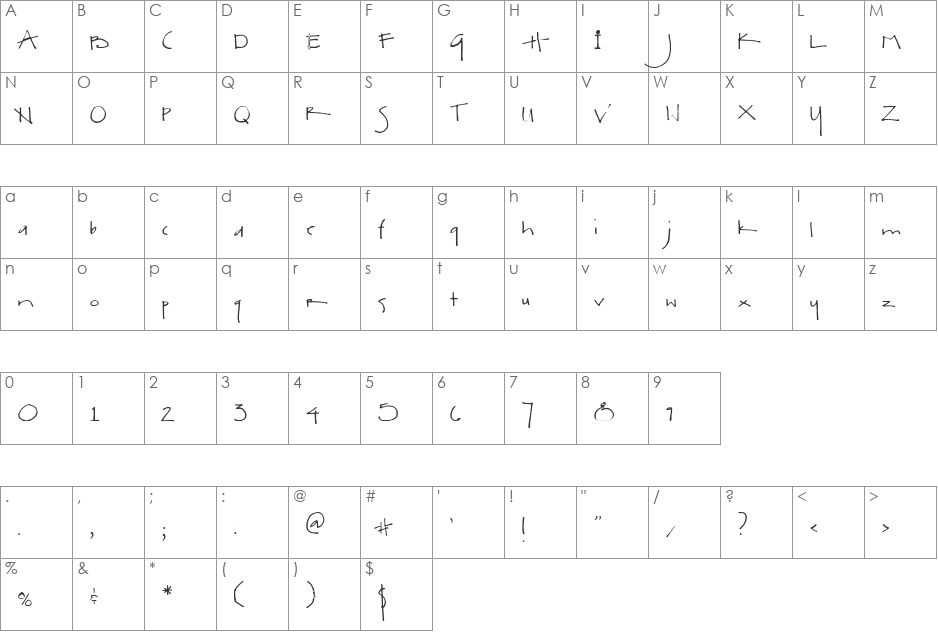SA_Kiss font character map preview