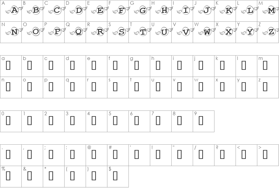 sbaegg font character map preview