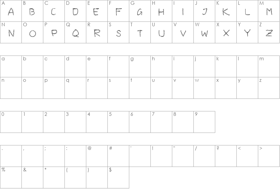 BarbedWire font character map preview