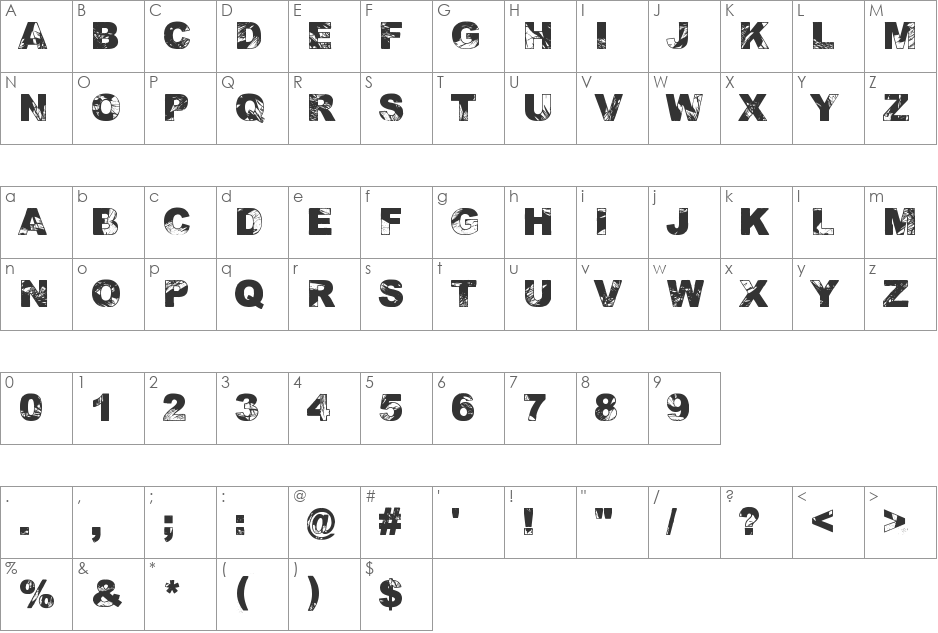 Adieresis, Odieresis & Aring 2 font character map preview