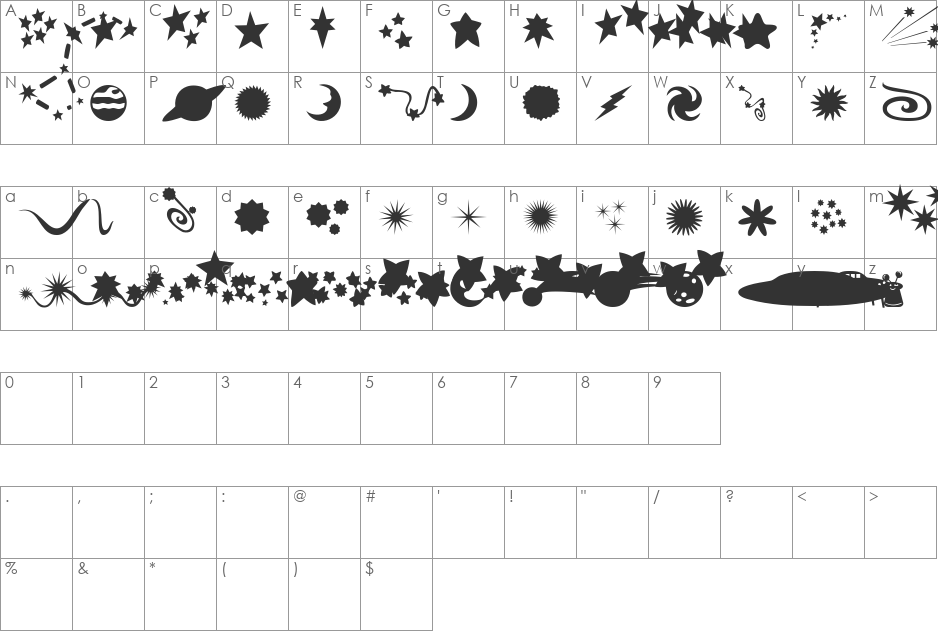 SC Solarity font character map preview