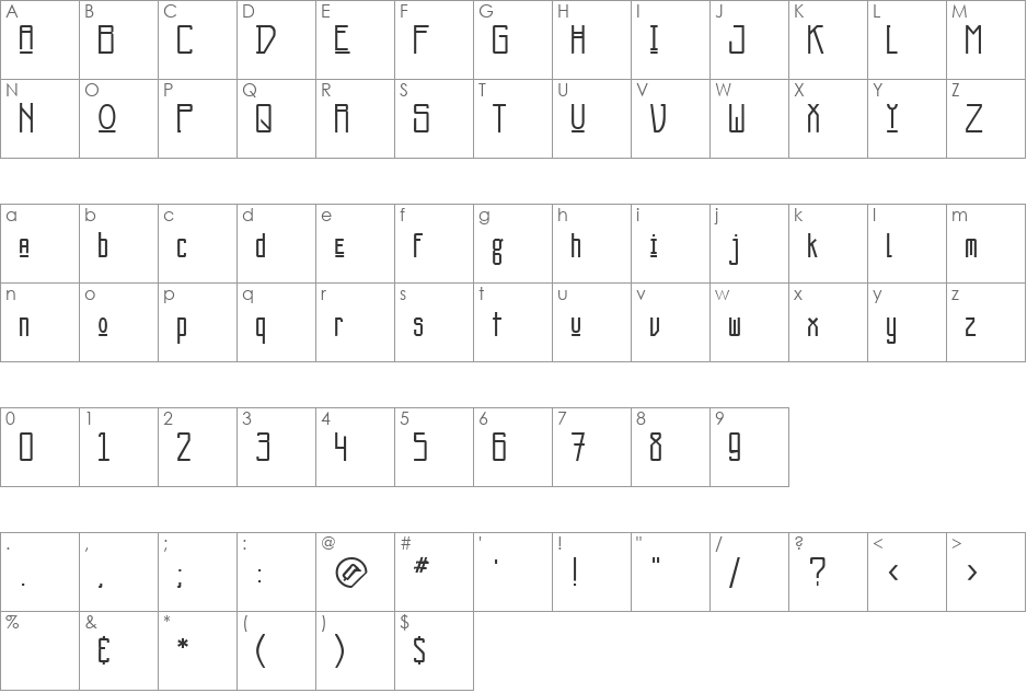 Scalactic J font character map preview