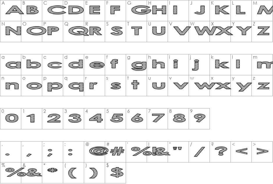 Scaling the Dragon font character map preview