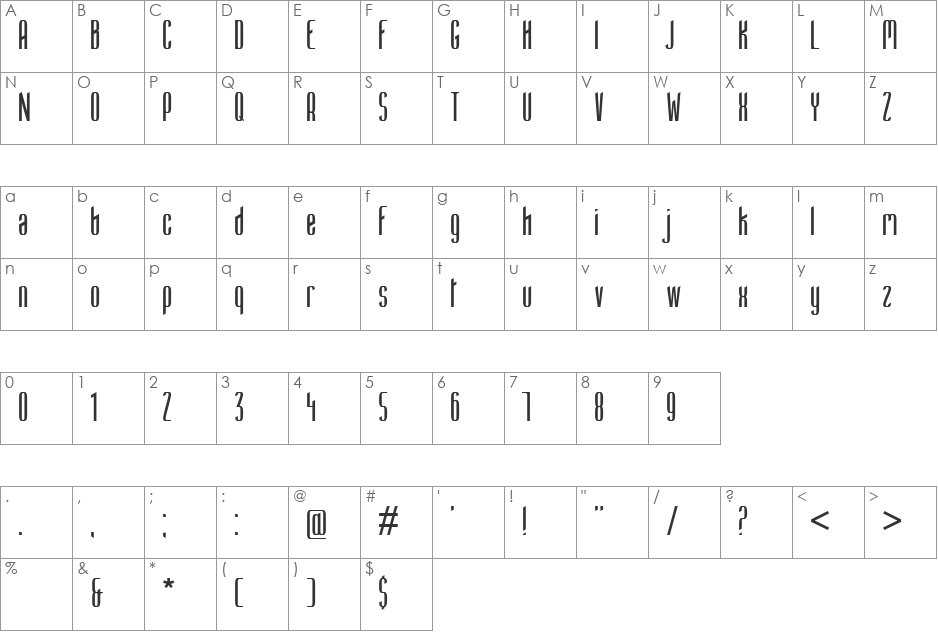 scalpel font character map preview