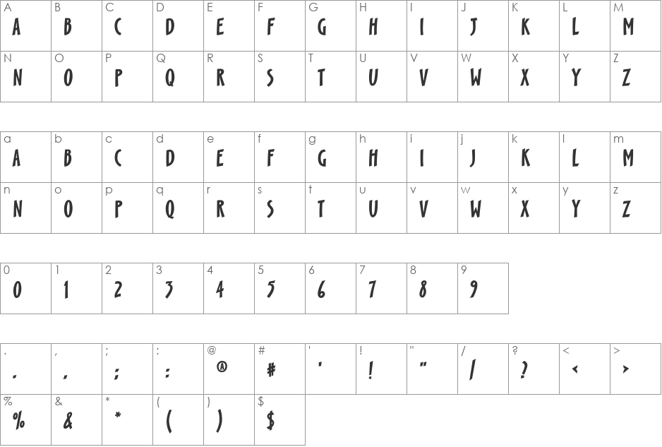 Scamp FB Fat font character map preview
