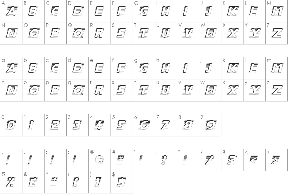 Scanning font character map preview