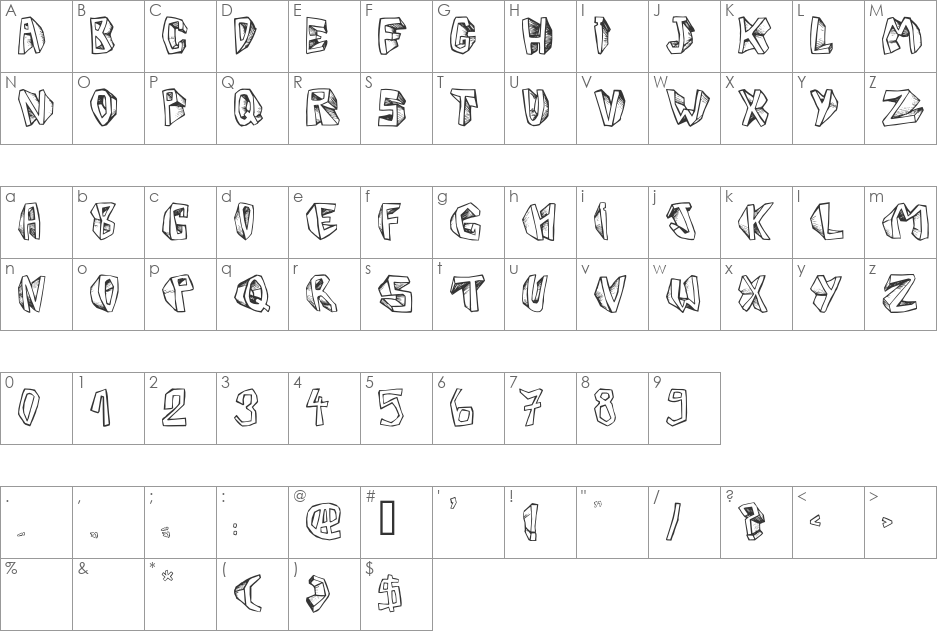 Barbera Twisted font character map preview