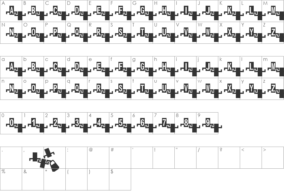 Scarbbled Row font character map preview