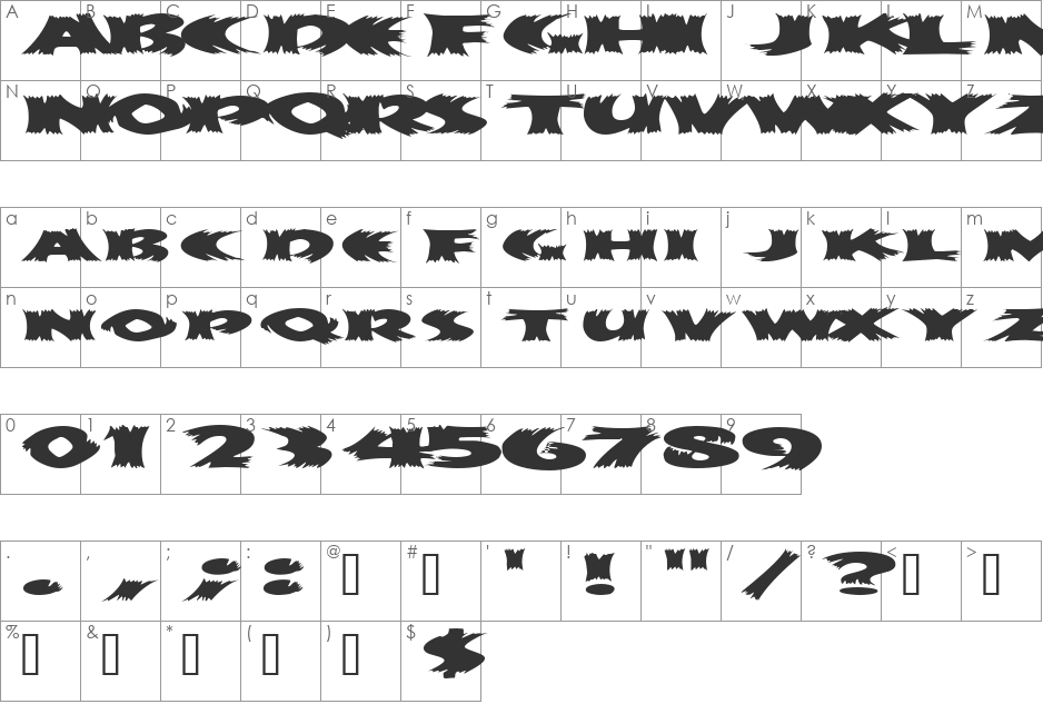 ScarecrowExtended font character map preview