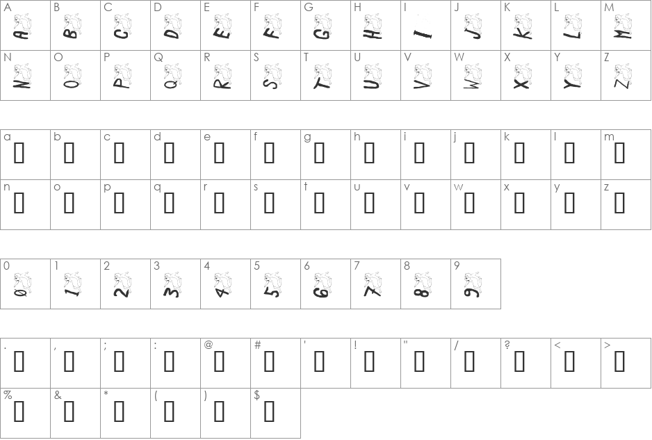 Scaredy McShadow font character map preview