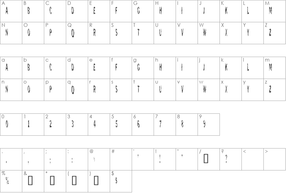 ScaredyCat font character map preview
