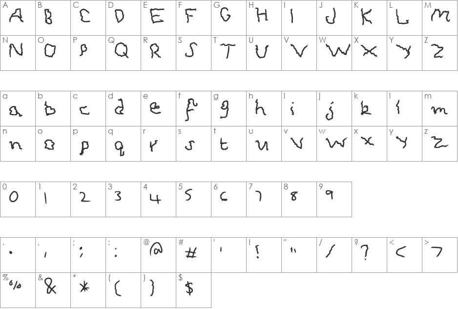 scaryt font character map preview
