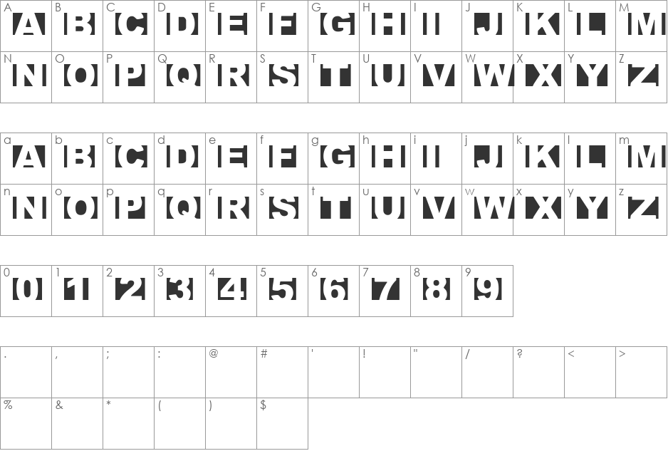 Scenic Minjo font character map preview
