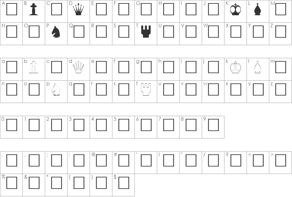 Schach DB font character map preview